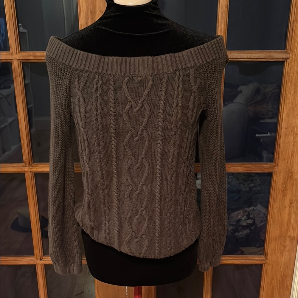 Cozy Off-Shoulder Cable Knit Sweater